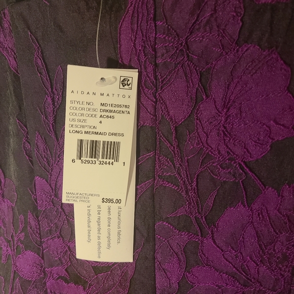 Aidan Mattox Draped 1Shoulder Floral Jacquard Gown - Picture 5 of 8